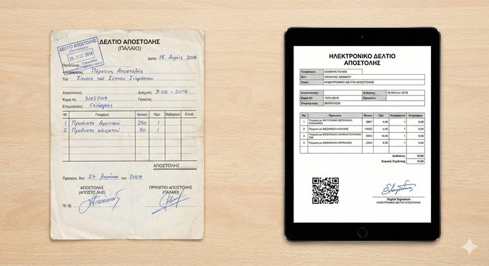 Χάρτης Ελλάδας με επιχειρήσεις που υποχρεούνται για ηλεκτρονικό δελτίο αποστολής