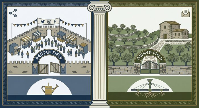 Σύγκριση - ενοικιασμένο χωράφι (social media) vs δικό σου (email list)